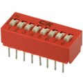 C&K Components Slide Dip Switch, 10 Switches, Spst, Latched, 0.1A, 5Vdc, 20 Pcb Hole Cnt, Solder Terminal, Through BD10